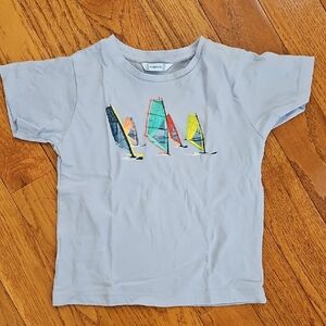 Mayoral Light Blue Tee with Colorful Sailboat Prints